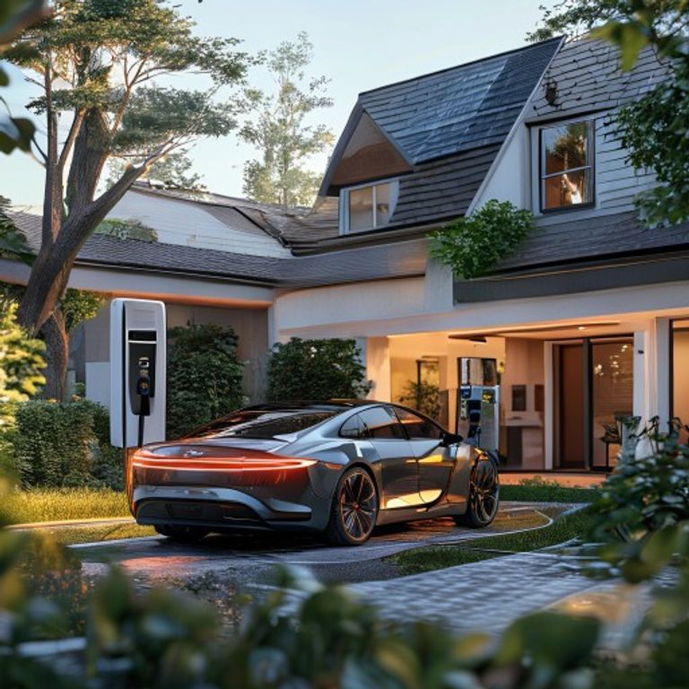 Electric car using bidirectional charging to power a home with vehicle-to-grid technology